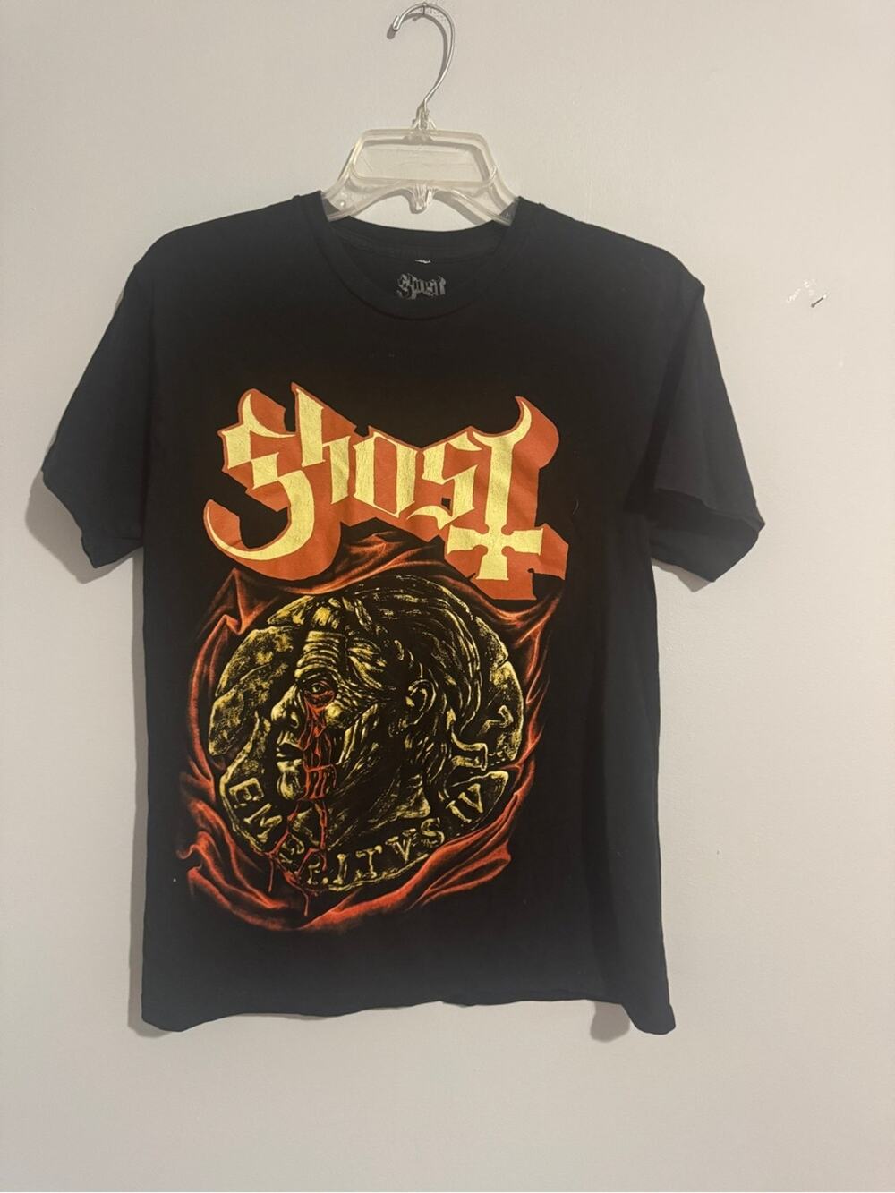 Ghost Emeritvs IV Black Short Sleeve Tee with Orange & Yellow Graphic- Medium